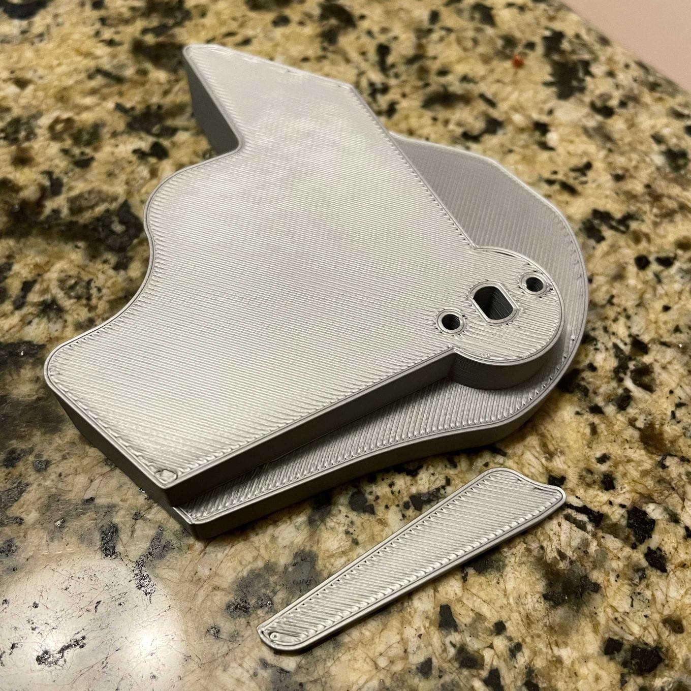 3D print of cat's head dial and jaw, with mount and cutout for movement